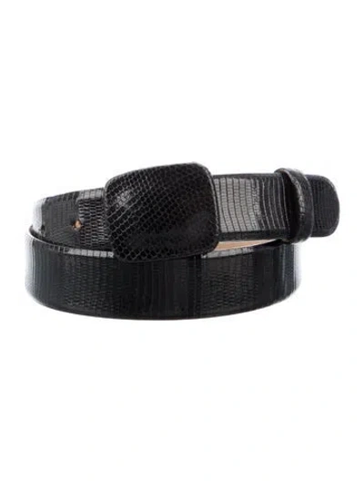 Pre-owned Donna Karan Lizard Belt Kit In Black
