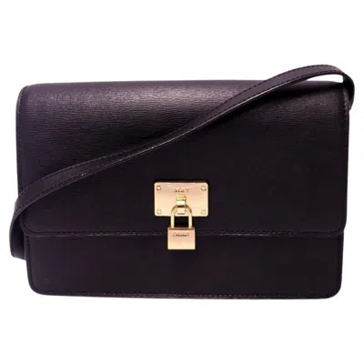 Pre-owned Donna Karan Lock Flap Bag In Black