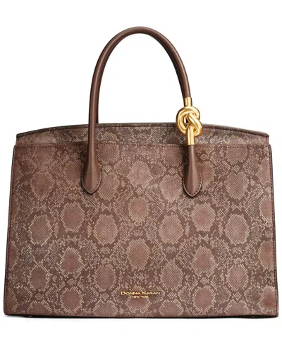 Donna Karan Loden Python Suede Medium Satchel Handbag In Brown