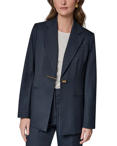 Donna Karan Long Blazer In Blue