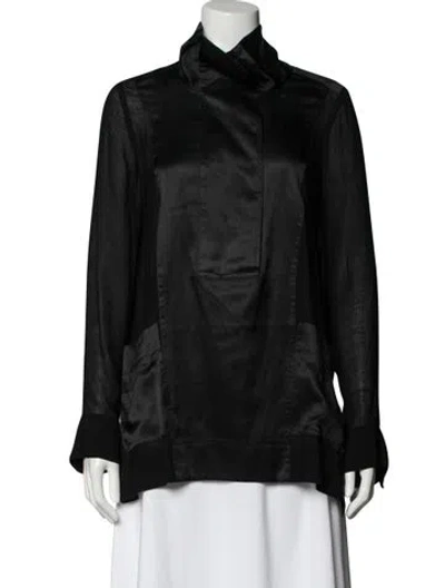 Pre-owned Donna Karan Long Sleeve Blouse In Black