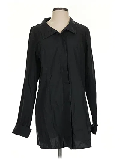 Pre-owned Donna Karan Long Sleeve Blouse In Black