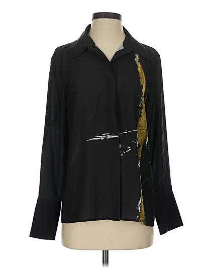 Pre-owned Donna Karan Long Sleeve Blouse In Black