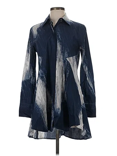 Pre-owned Donna Karan Long Sleeve Blouse In Blue