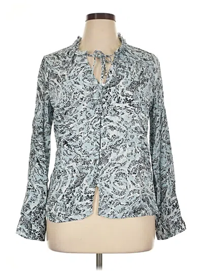 Pre-owned Donna Karan Long Sleeve Blouse In Blue
