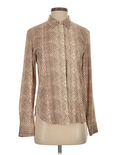 Donna Karan Long Sleeve Blouse In Brown