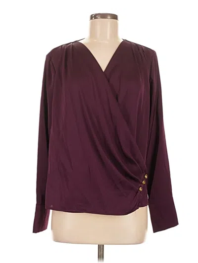 Pre-owned Donna Karan Long Sleeve Blouse In Burgundy
