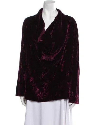 Pre-owned Donna Karan Long Sleeve Blouse In Burgundy