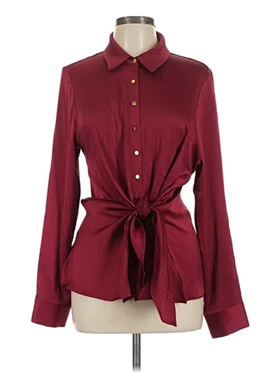Pre-owned Donna Karan Long Sleeve Blouse In Burgundy