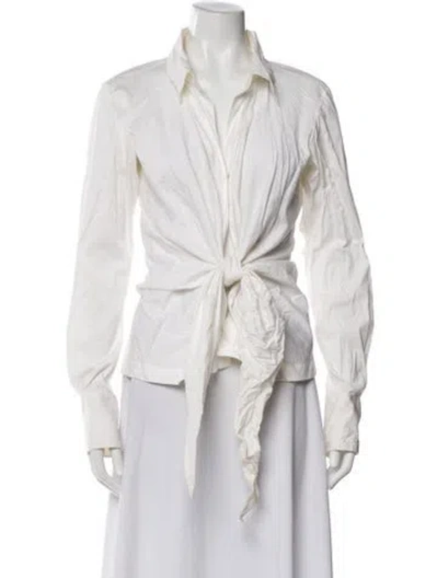 Pre-owned Donna Karan Long Sleeve Blouse In Gray