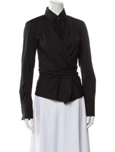 Pre-owned Donna Karan Long Sleeve Blouse In Gray