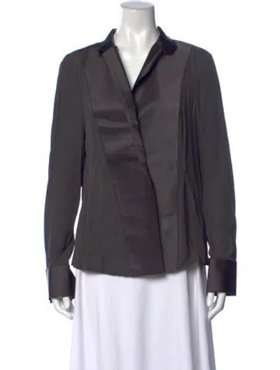 Pre-owned Donna Karan Long Sleeve Blouse In Grey