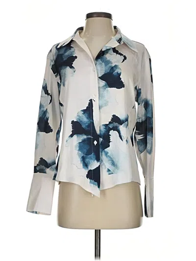 Pre-owned Donna Karan Long Sleeve Blouse In Ivory