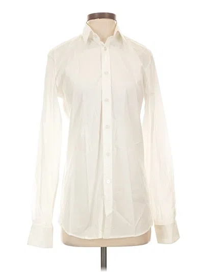 Pre-owned Donna Karan Long Sleeve Blouse In Ivory