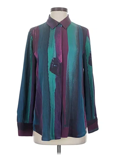 Pre-owned Donna Karan Long Sleeve Blouse In Teal