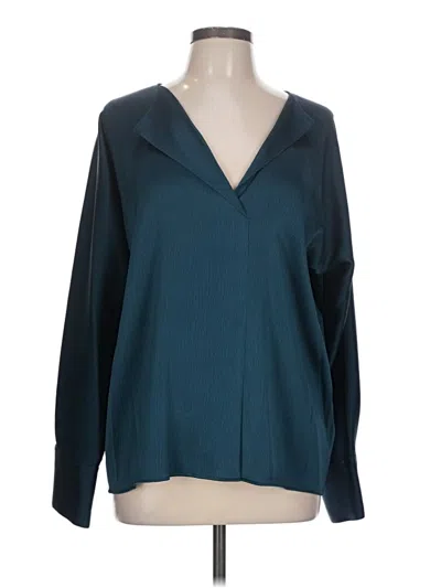 Pre-owned Donna Karan Long Sleeve Blouse In Teal