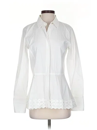 Pre-owned Donna Karan Long Sleeve Blouse In White