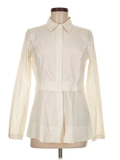 Pre-owned Donna Karan Long Sleeve Blouse In White