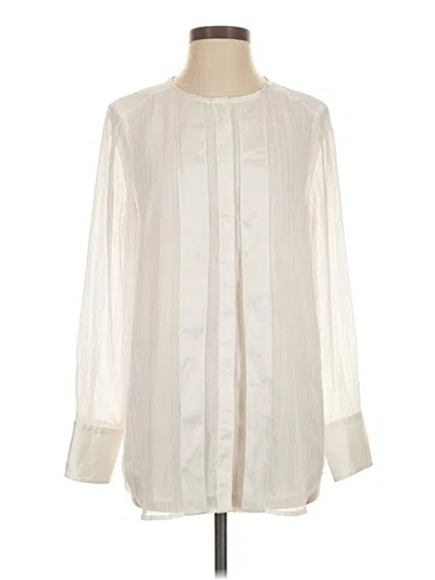 Pre-owned Donna Karan Long Sleeve Blouse In White