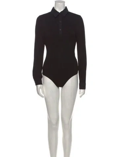 Pre-owned Donna Karan Long Sleeve Bodysuit In Black