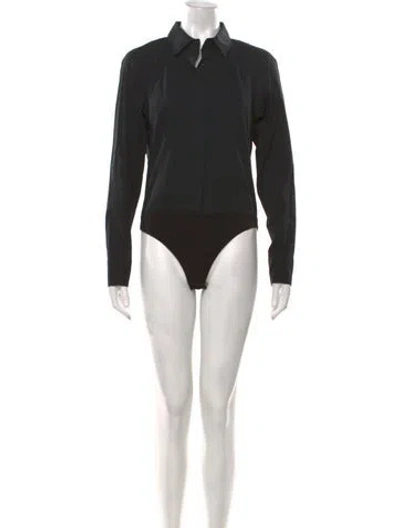 Pre-owned Donna Karan Long Sleeve Bodysuit In Black