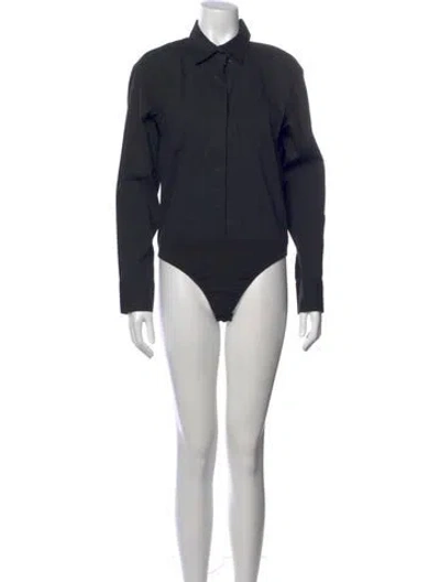 Pre-owned Donna Karan Long Sleeve Bodysuit In Blue