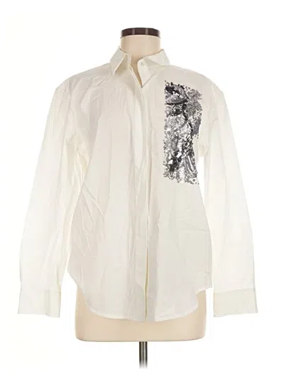 Pre-owned Donna Karan Long Sleeve Button Down Shirt In Ivory