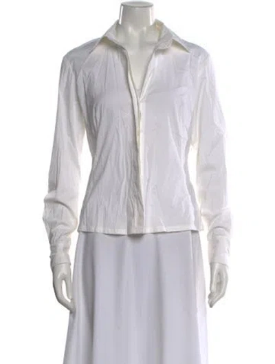Pre-owned Donna Karan Long Sleeve Button-up Top In Multi