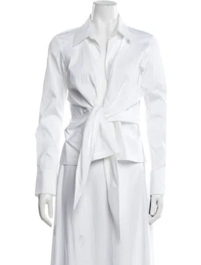 Pre-owned Donna Karan Long Sleeve Button-up Top In Neutrals
