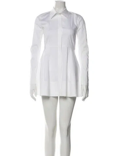 Pre-owned Donna Karan Long Sleeve Button-up Top In White