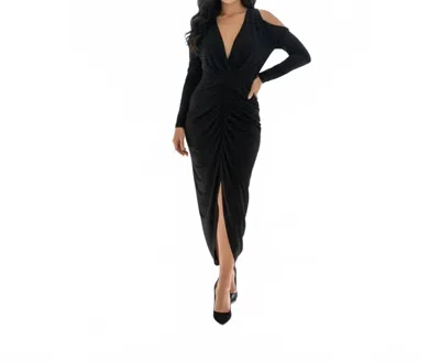 Donna Karan Long Sleeve Midi Dress In Black
