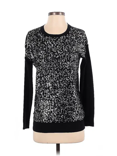 Pre-owned Donna Karan Long Sleeve Top Black Crew Neck Tops