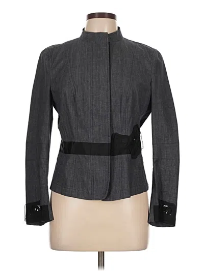 Pre-owned Donna Karan Long Sleeve Top Gray Mock Neckline Tops