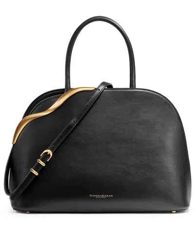 DONNA KARAN MALVERNE DOUBLE TOP HANDLE LEATHER SATCHEL