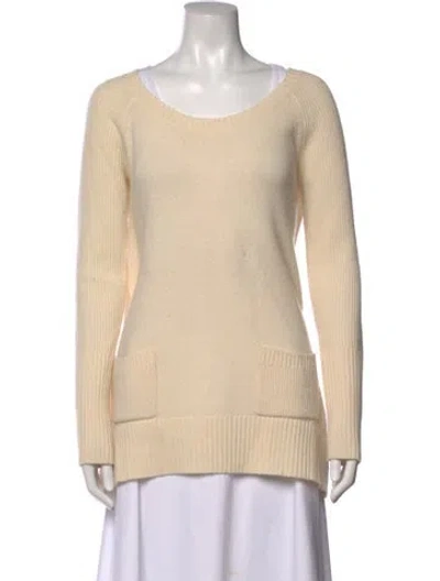 Pre-owned Donna Karan Merino Wool Crew Neck Sweater In Neutrals