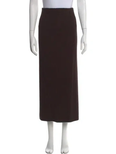 Pre-owned Donna Karan Merino Wool Midi Length Skirt In Black