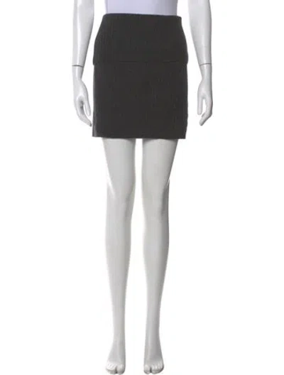 Pre-owned Donna Karan Merino Wool Mini Skirt In Gray