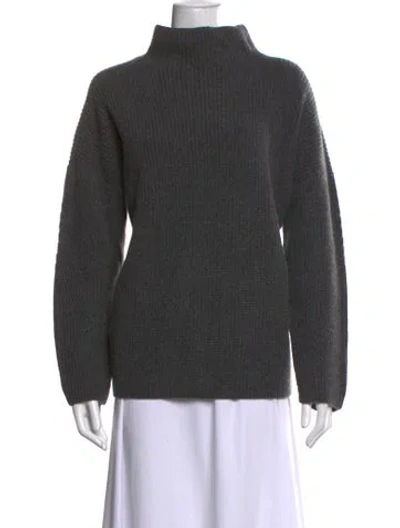 Pre-owned Donna Karan Merino Wool Turtleneck Sweater In Gray