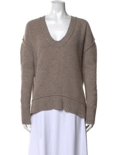Pre-owned Donna Karan Merino Wool V-neck Sweater In Neutrals