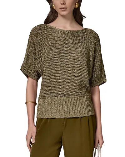 Donna Karan New York Metallic Short Sleeve Sweater In Brown