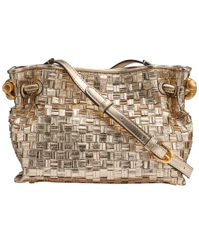 Donna Karan Metallic Woven Small Crossbody Bag In Gold