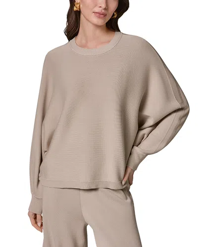Donna Karan Milano Stitch Rib Trimmed Dolman Sleeve Sweater In Neutral