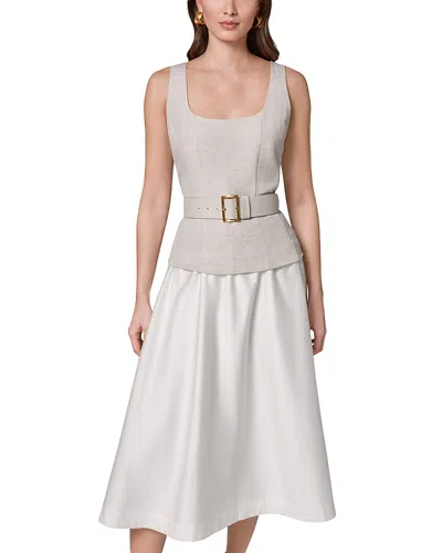 Donna Karan Mixed Media Belted Midi Dress In Multi