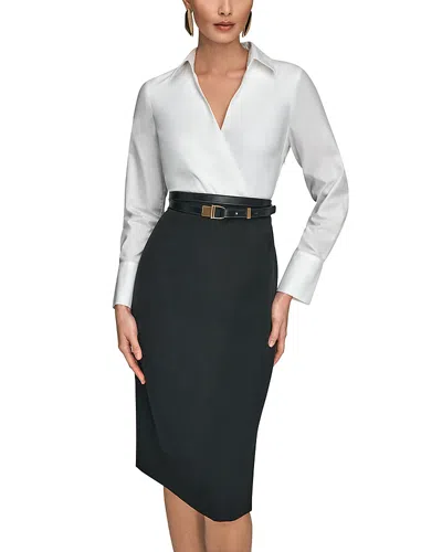 Donna Karan New York Belted Sateen Sheath Dress In White