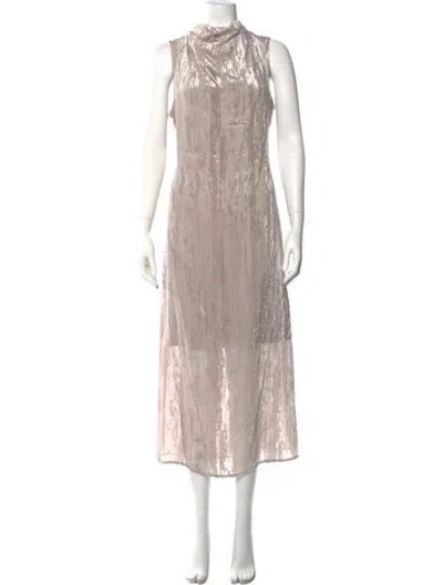 Pre-owned Donna Karan Mock Neck Long Dress In Neutral