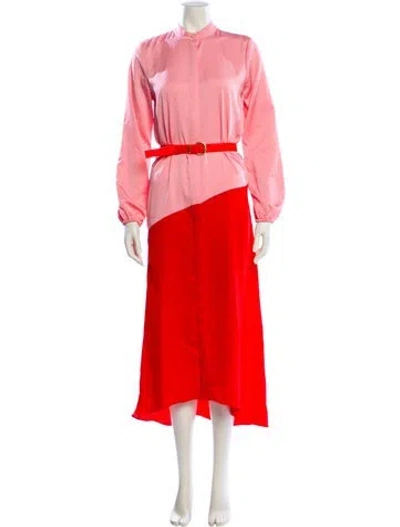 Pre-owned Donna Karan Mock Neck Long Dress In Pink
