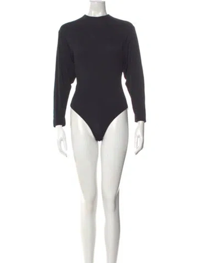 Pre-owned Donna Karan Mock Neck Long Sleeve Bodysuit In Gray