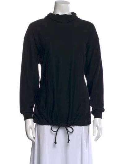 Pre-owned Donna Karan Mock Neck Long Sleeve Sweatshirt In Black