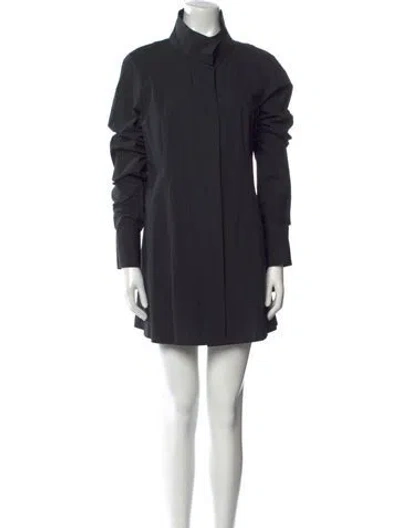 Pre-owned Donna Karan Mock Neck Mini Dress In Black