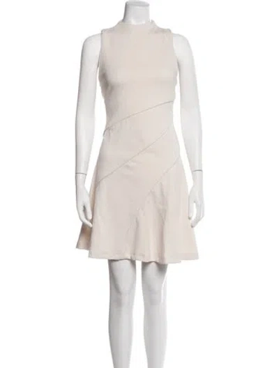 Pre-owned Donna Karan Mock Neck Mini Dress In Neutrals